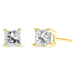 14K Yellow Gold 1.00 Cttw Princess-Cut Square Near Colorless Diamond Classic 4-Prong Solitaire Stud Earrings (J-K Color,