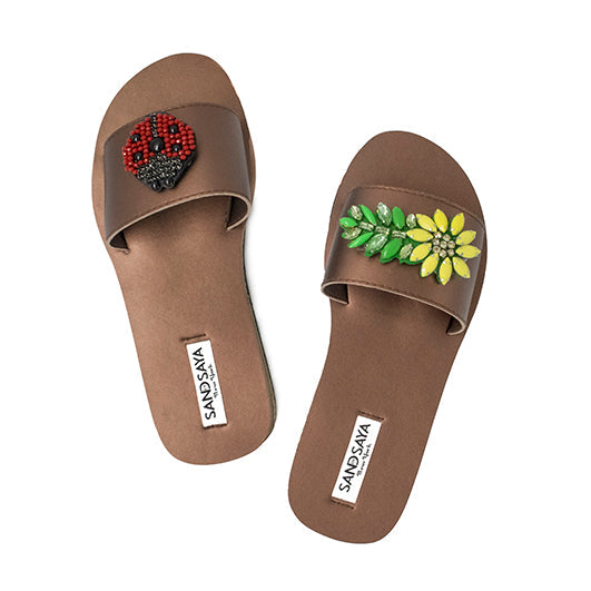 Ladybug and Daisy - Red and Yellow Embellished  Waterproof Espadrille Sandals