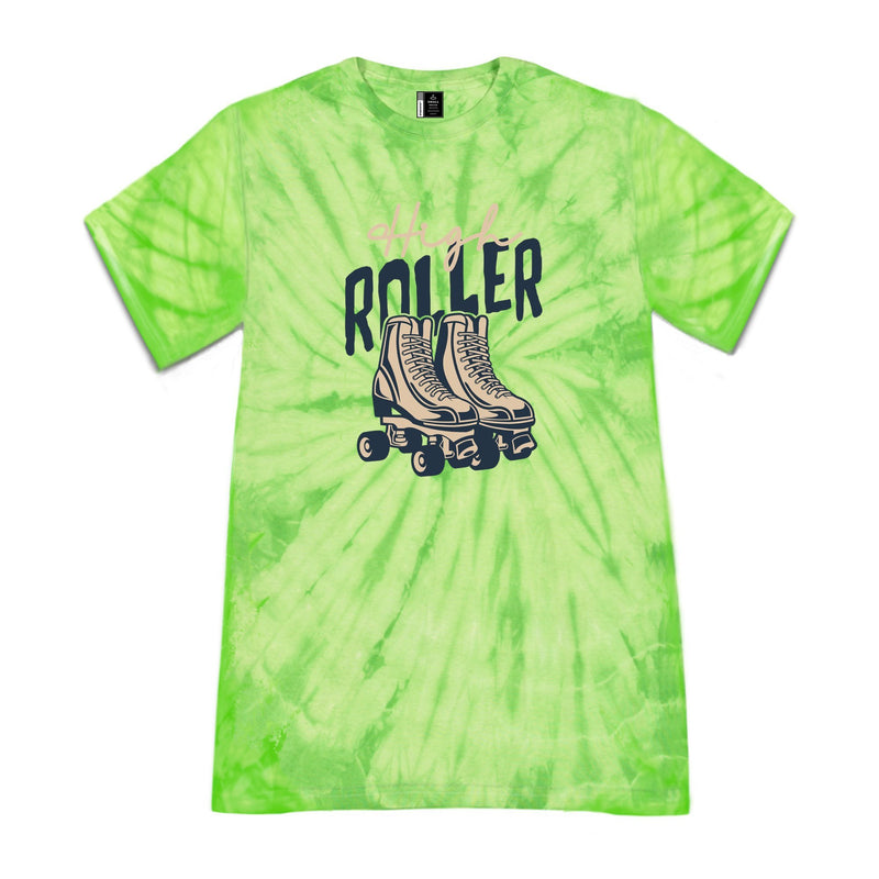 Roller Skating Shirt Women Retro Skate Roller Derby Tee Funny Tie Dye Rockabilly High Roller tShirt Girl Quad Skate T-Sh