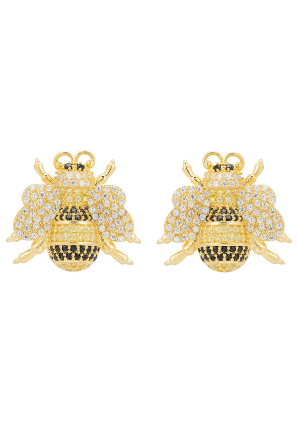 Bumble Bee Stud Earrings Gold