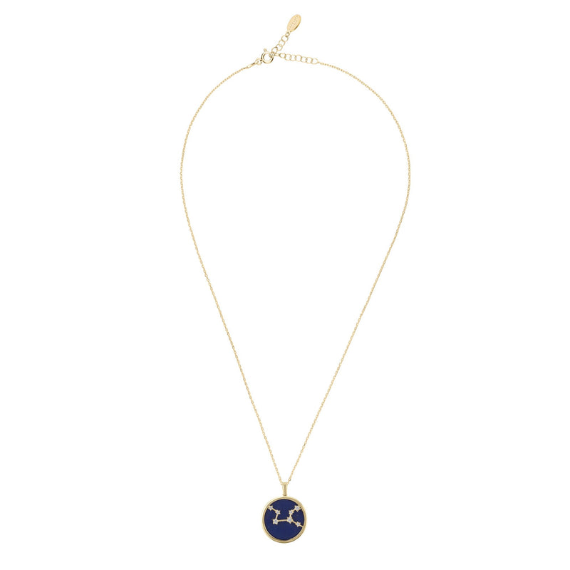 Zodiac Lapis Lazuli Gemstone Star Constellation Pendant Necklace Gold Virgo