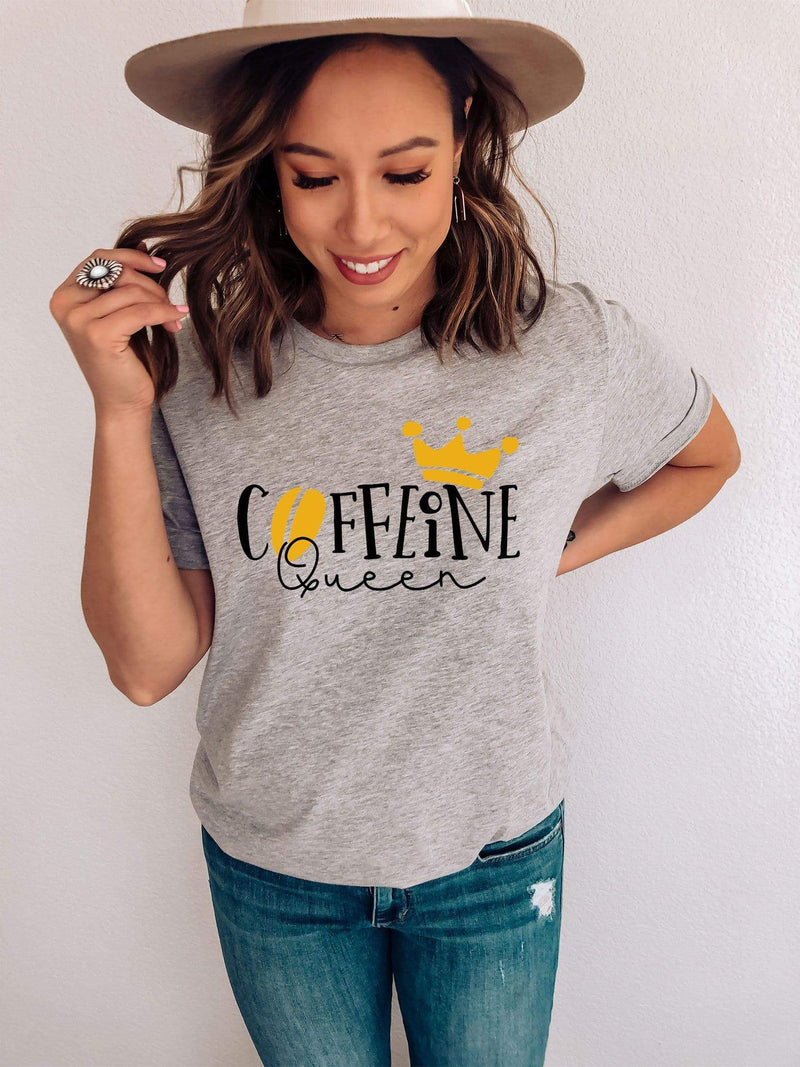 Caffeine Queen Shirt Coffee Lover Mom Tshirts Gift for Her