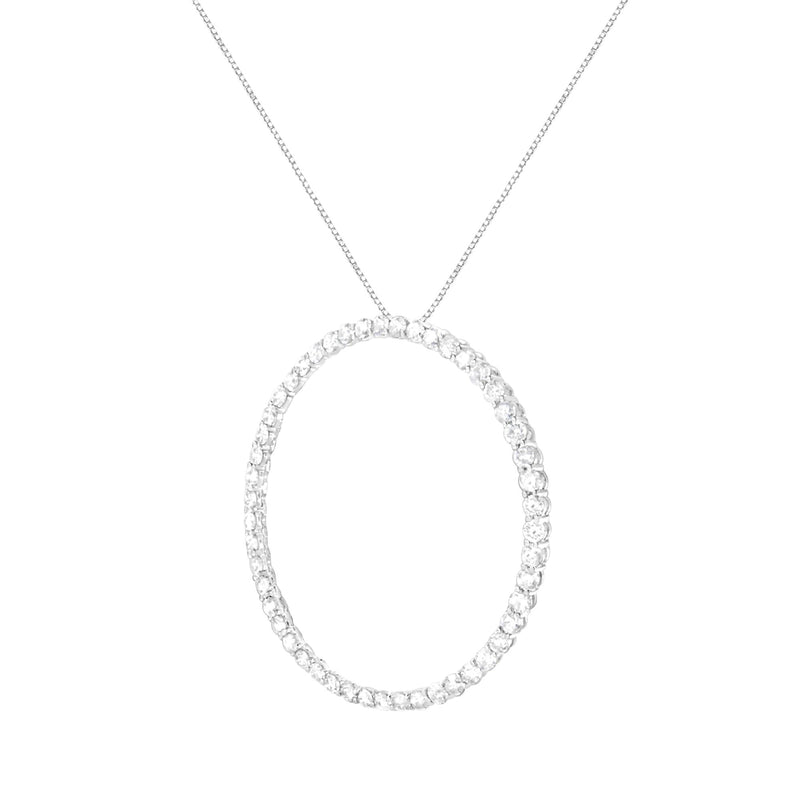 .925 Sterling Silver 4 Cttw Prong Set, Round-Cut Diamond Open Circle Hoop 18" Pendant Necklace (J-K Color, I1-I2 Clarity