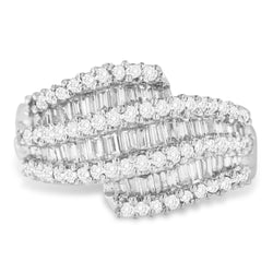 14K White Gold Diamond Cocktail Ring Band (1 3/4 Cttw, H-I Color, SI2-I1 Clarity) - Size 8