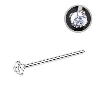 316L Stainless Steel Prong Set CZ Fishtail Nose Ring