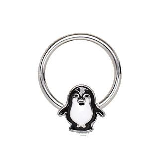 316L Stainless Penguin Snap-In Captive Bead Ring / Septum Ring
