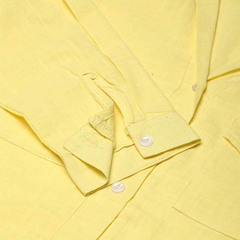 Woven Pocket Detail Shirt in Yellow