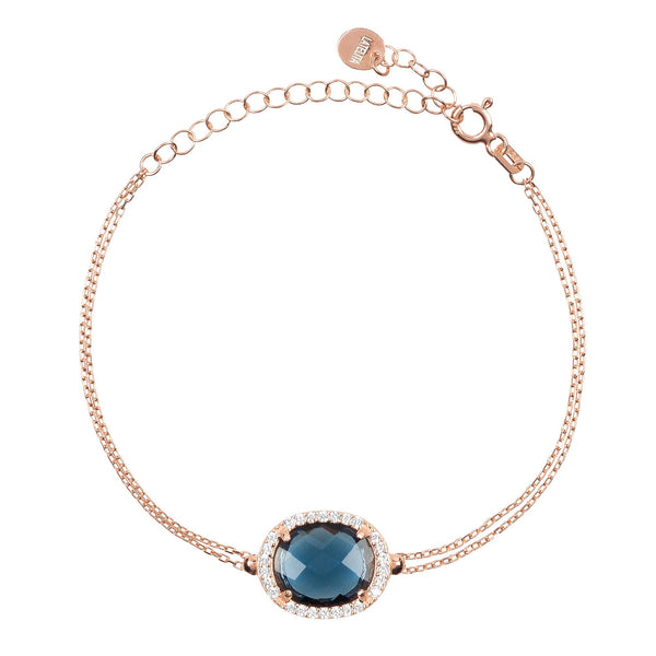 Beatrice Oval Gemstone Bracelet Rose Gold Sapphire Hydro