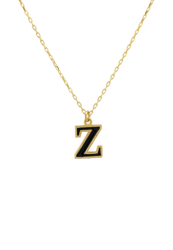 Initial Enamel Necklace Gold Z