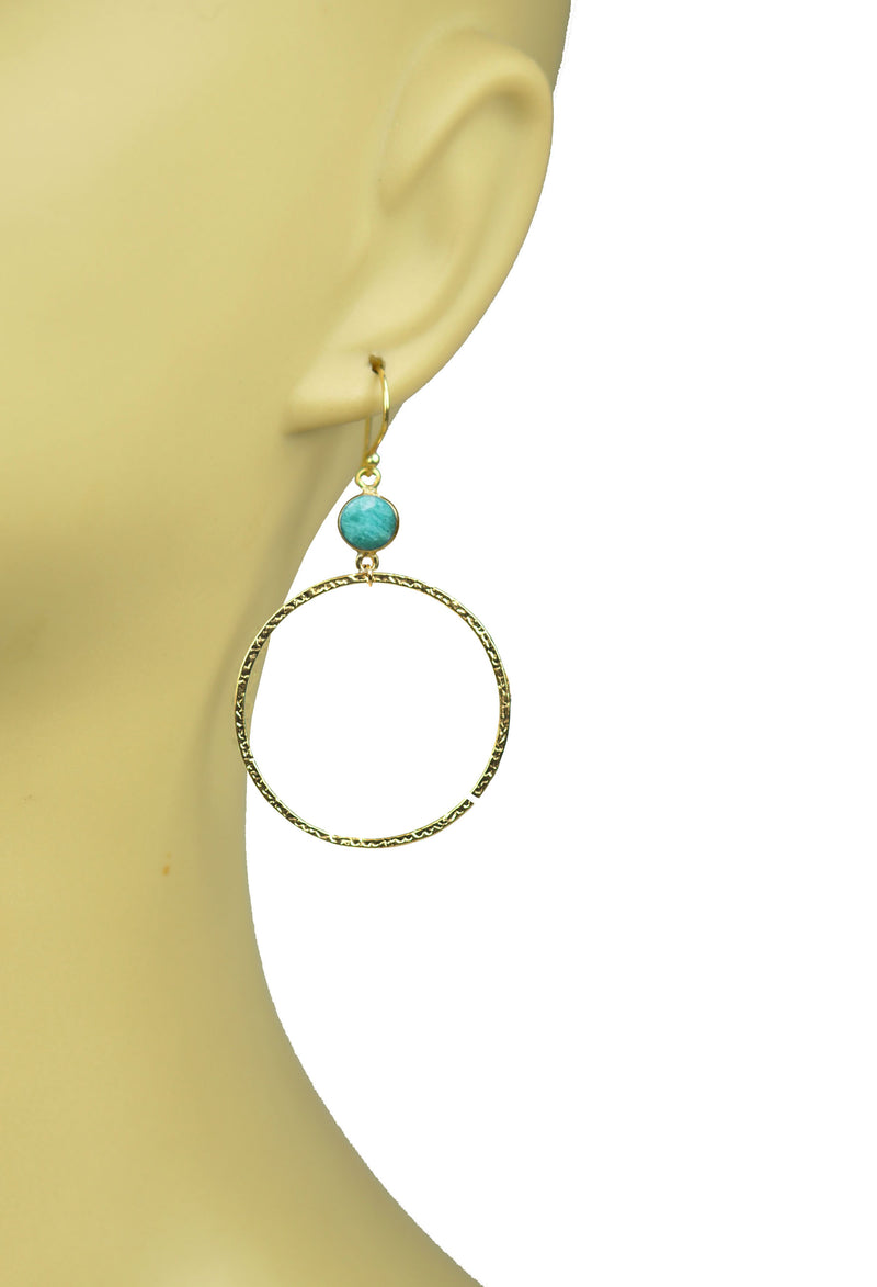 Amazonite Bezel Circle Earrings