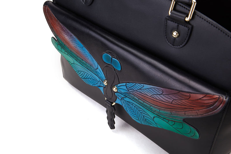 Dragonfly Black Shoulder Bag