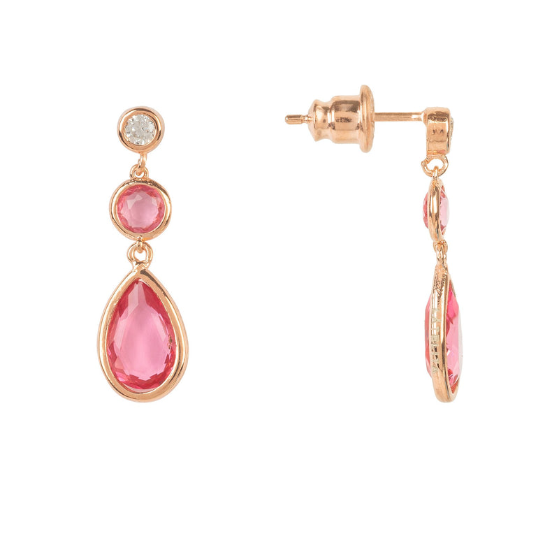 Tuscany Gemstone Drop Earring Rose Gold Pink Tourmaline