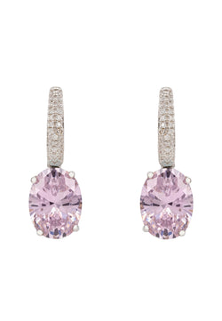 Alexandra Oval Drop Earrings Silver Morganite