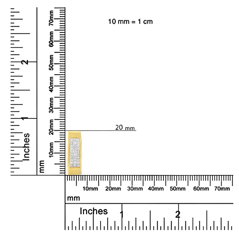 14K Yellow Gold 1/2 Cttw Invisible Set Princess Cut Diamond Vertical Bar Block Pendant 18" Necklace (H-I Color, SI2-I1 C