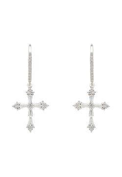 Constantine Cross Drop Earrings Silver