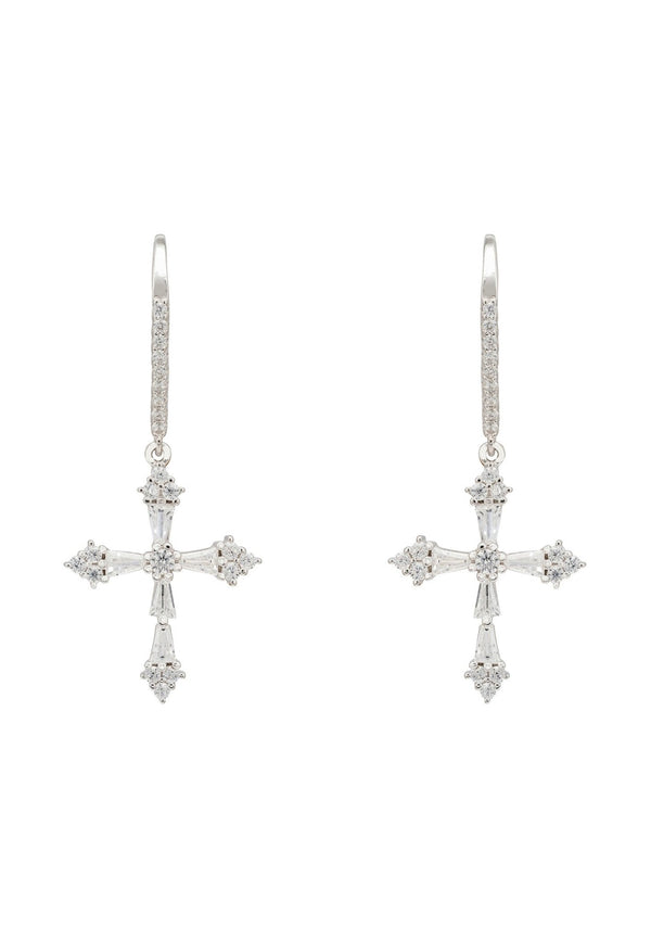 Constantine Cross Drop Earrings Silver