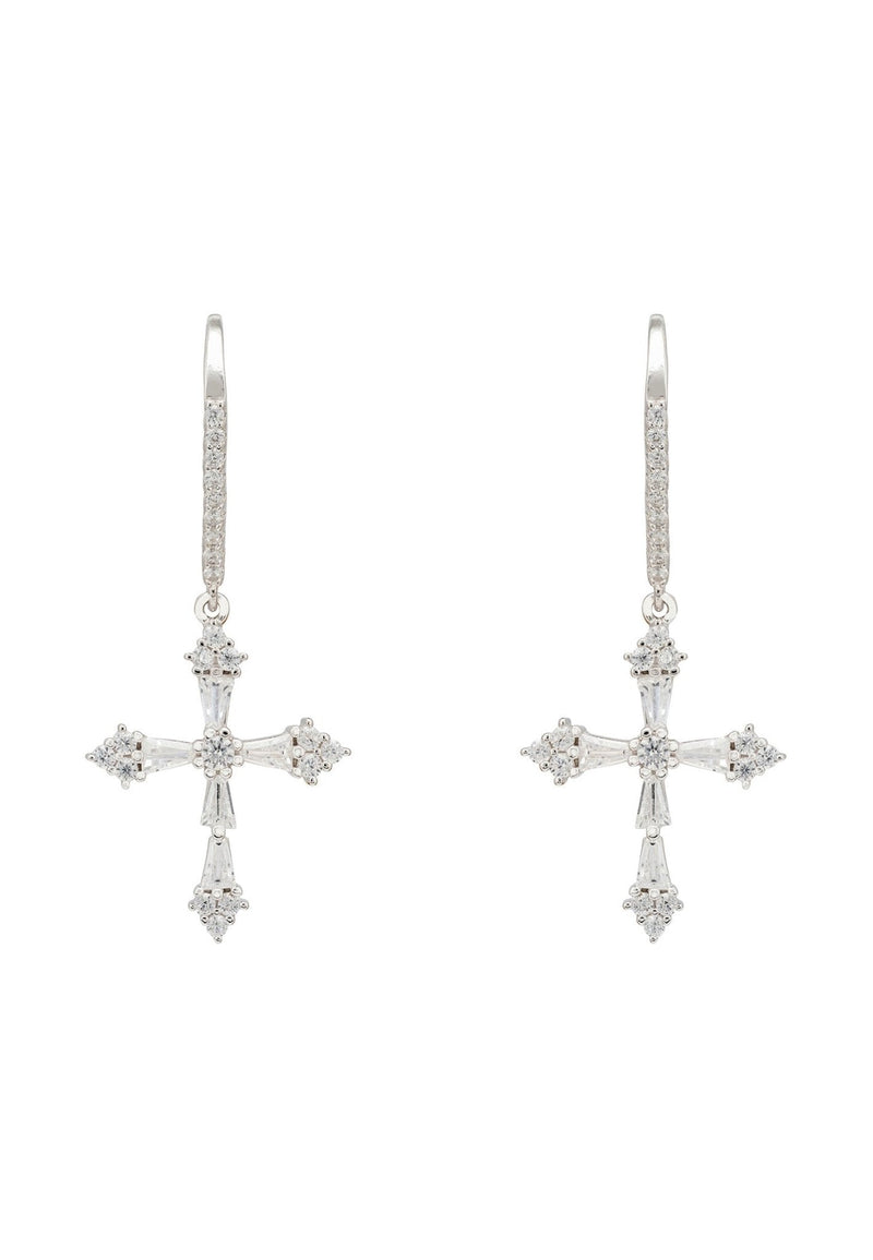 Constantine Cross Drop Earrings Silver