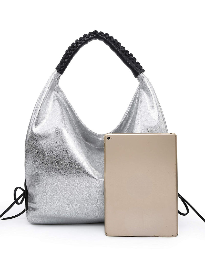 Women Hobo Bag Metallic Silver MT1139-8 SL