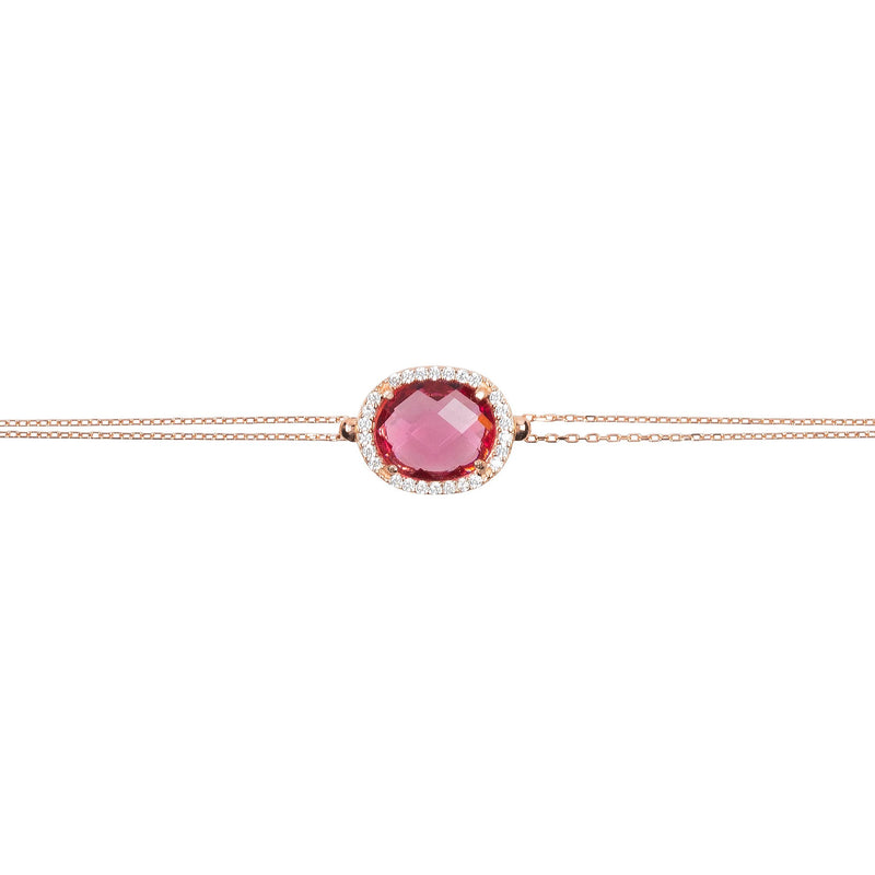 Beatrice Oval Gemstone Bracelet Rose Gold Pink Tourmaline