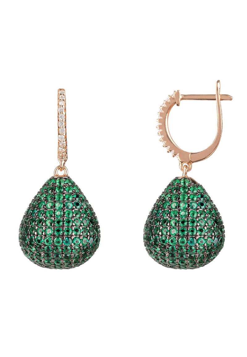 Valerie Pear Drop Gemstone Earring Rosegold Emerald Green