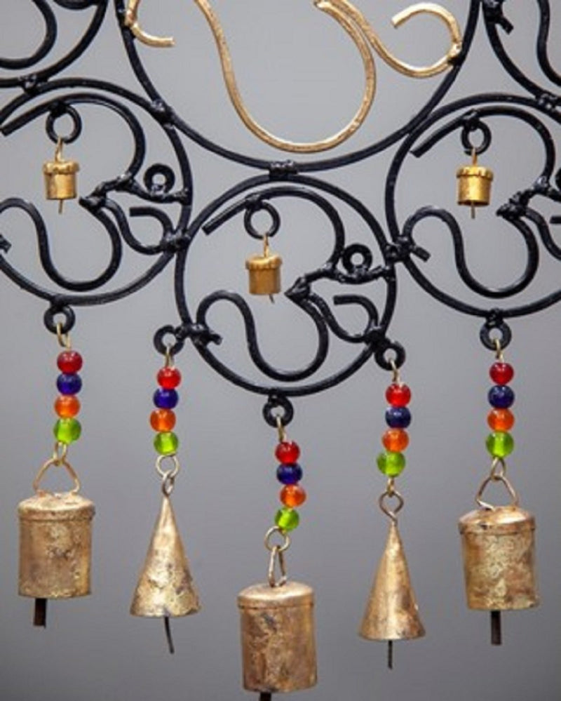 OM Brass Bells With Glass Beads Wall Hanging