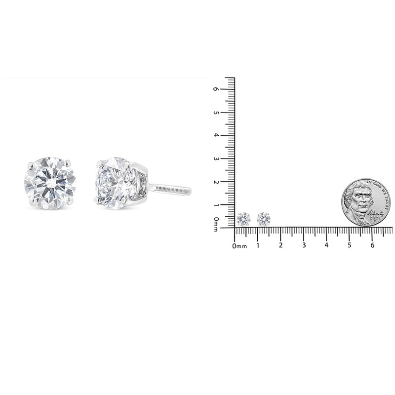 IGI Certified 14K White Gold 1 1/2 Cttw Lab Grown Diamond Solitaire Stud Earrings With Screwbacks (I-J Color, VVS2-VS1 C