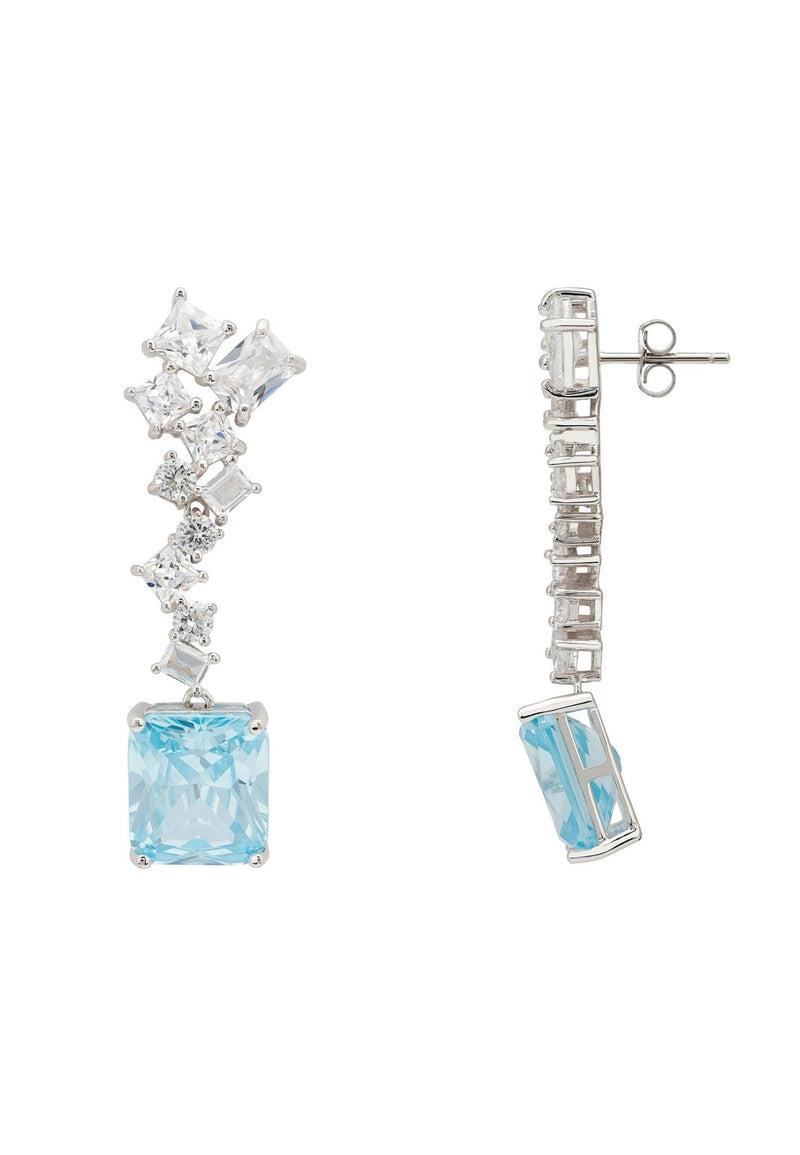 Diana Blue Topaz Drop Earrings Silver