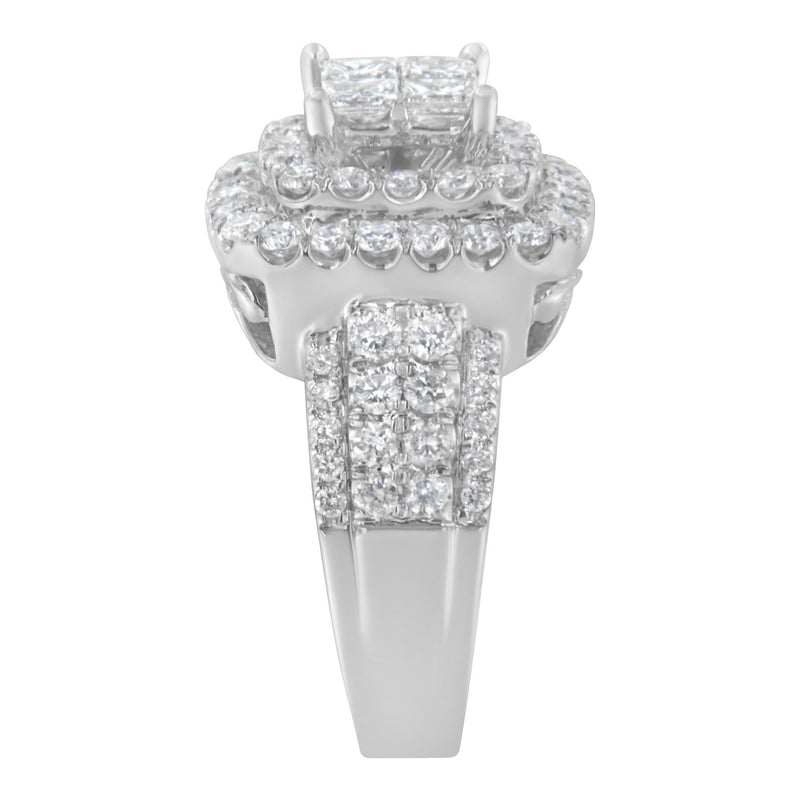 14KT White Gold Round and Princess Diamond Ring (2 1/4 Cttw, H-I Color, SI1-SI2 Clarity)