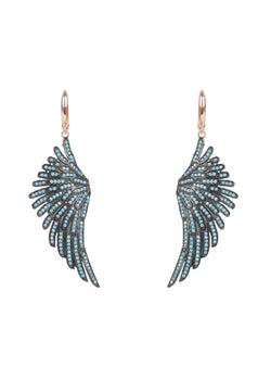 Angel Wing Drop Earring Rosegold Turquoise Blue