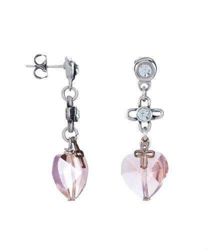 Dangle and Drop Earrings With Peach Hearts and Crystals