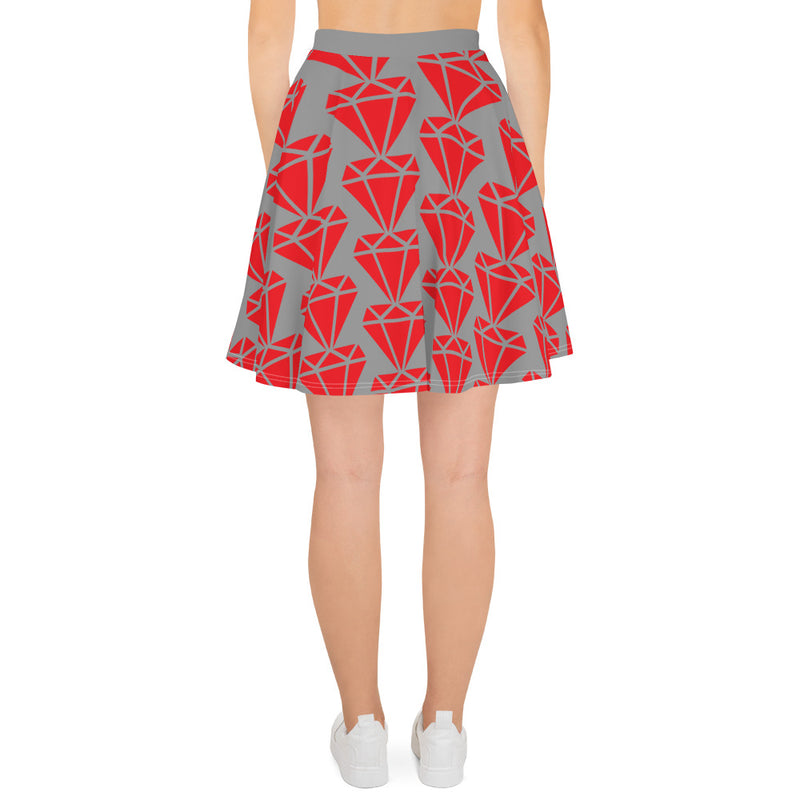 WORTH MORE THAN RUBIES- PROVERBS 31DERFULL--Skater Skirt GREY/ Red