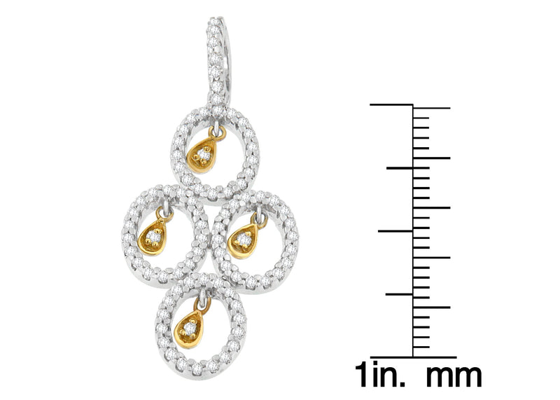 14K Two- Toned Gold 2/5 Cttw Round Diamond Pendant Necklace (H-I, I1-I2)