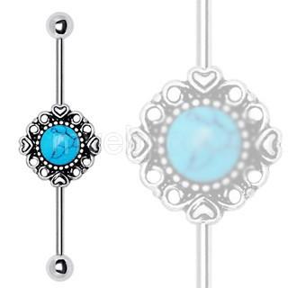 316L Stainless Steel Vintage Charm Industrial Barbell With Turquoise Stone