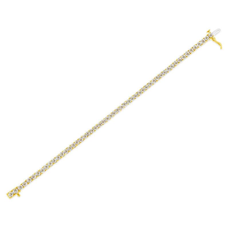 14K Yellow Gold Plated .925 Sterling Silver 3.0 Cttw Miracle-Set Diamond Tennis Bracelet (L-M Color, I2-I3 Clarity) - 7.