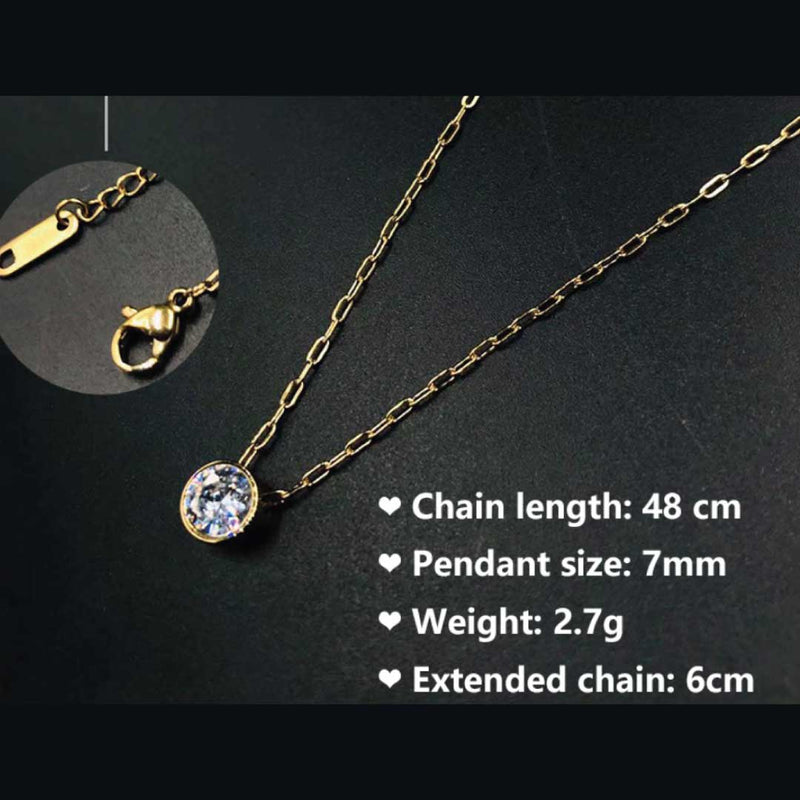 Stainless Steel Gold Solitaire Necklace