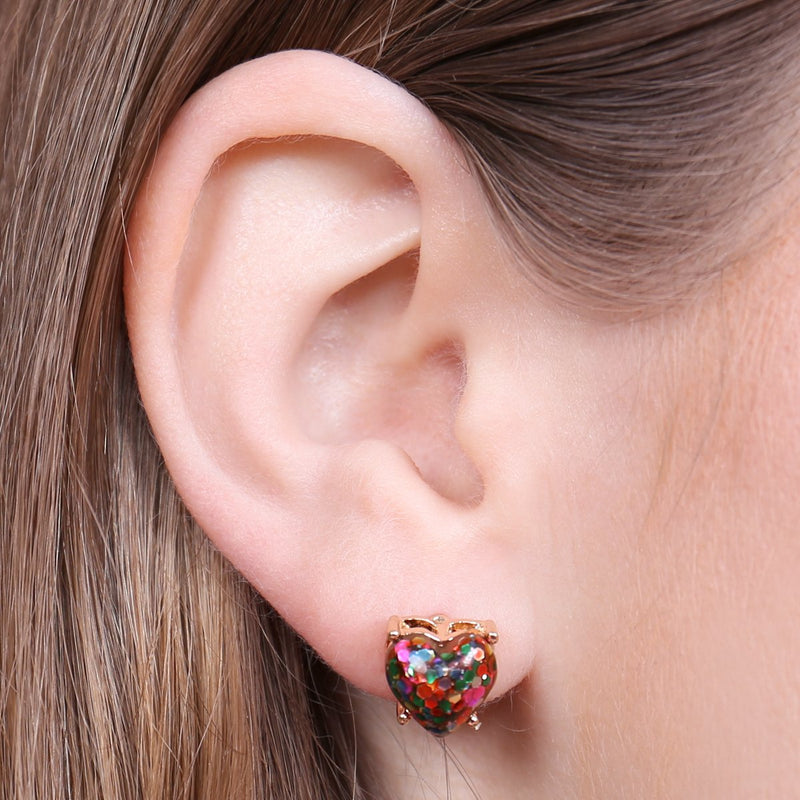Hde2757 - Heart Sequin Post Earrings