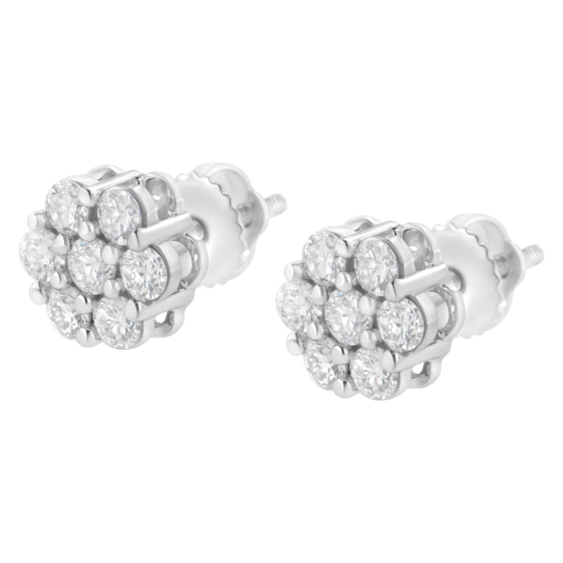 14KT White Gold 1 Cttw Diamond Composite Stud Earrings (I-J, SI2-I1)