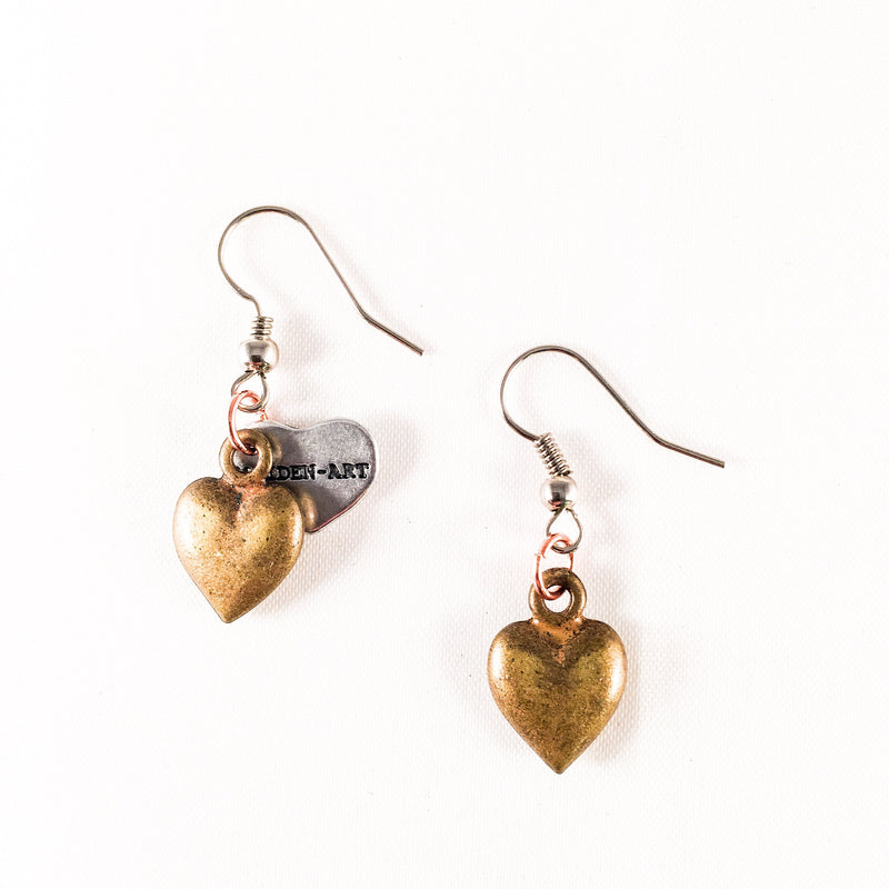 Bronze Heart Charms Earrings