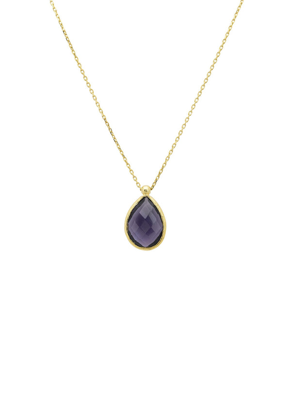 Petite Drop Necklace Gold Amethyst Hydro
