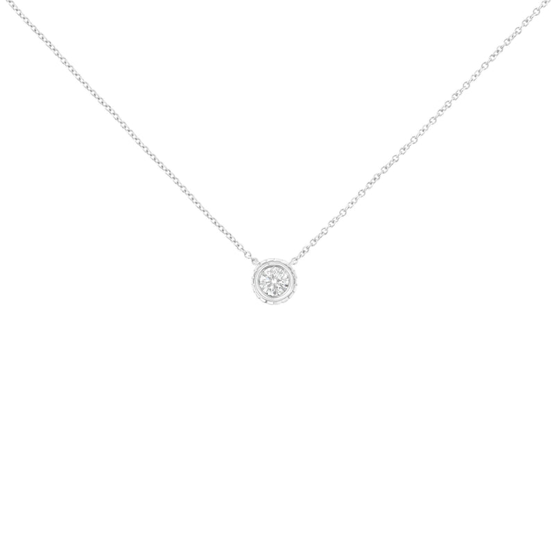 10K White Gold 1/4 Cttw Round-Cut Diamond Solitaire Chakra Style 18" Pendant Necklace (J-K Color, I1-I2 Clarity)