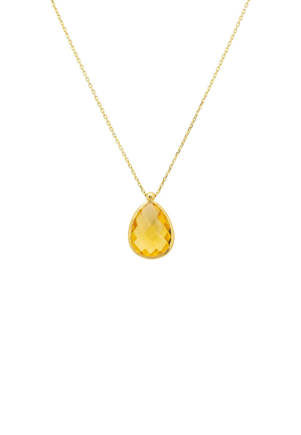 Petite Drop Necklace Gold Citrine Hydro