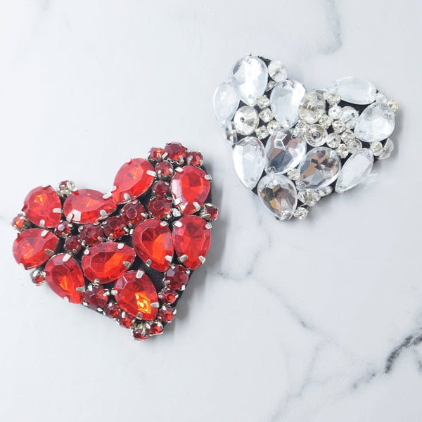 Hearts -Sticker Patches (Set of 2)Crystal Rhine Stone Embroidery Motifs