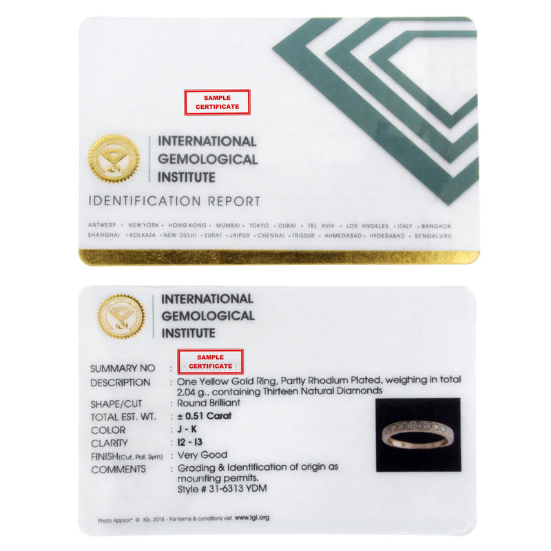 IGI Certified 1/2 Cttw Diamond 10K Yellow Gold Prong Set Beaded Milgrain Band Style Ring (J-K Color, I2-I3 Clarity) - Si