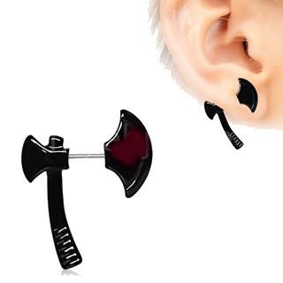 Black PVD Plated Axe Fake Taper / Cartilage Earring
