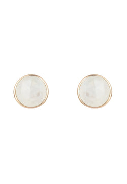 Medium Circle Stud Earrings Rosegold Moonstone