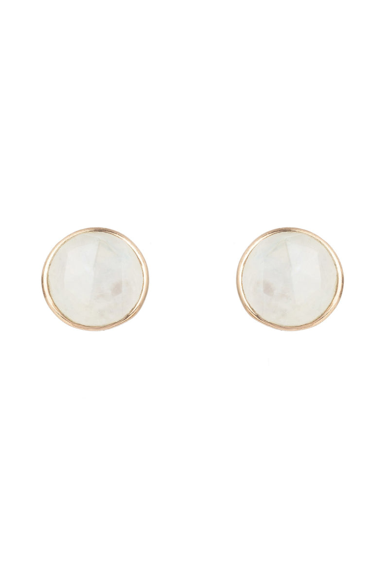 Medium Circle Stud Earrings Rosegold Moonstone