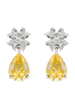 Victoria Teardrop Earrings Silver Yellow Topaz