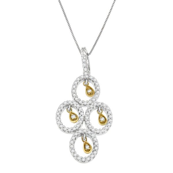 14K Two- Toned Gold 2/5 Cttw Round Diamond Pendant Necklace (H-I, I1-I2)