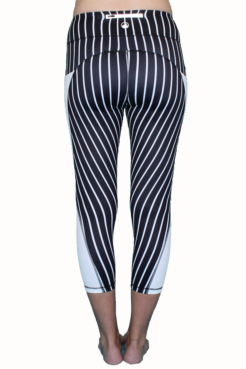 Vertical Stripe - Black and White - Pocket Tights