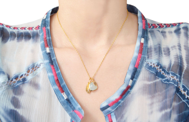 Gold Personalized Dangle Mint Drop Necklace